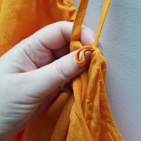 Anthropologie Moulinette Soeurs Carina Puff Sleeve Orange Dress M - Picture 13 of 15